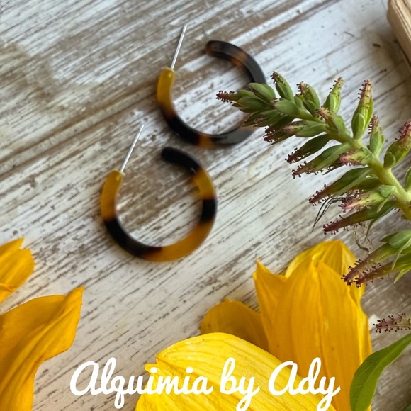 Alquimia Tortoise Shell Hoop Earrings - Picture 1 of 1